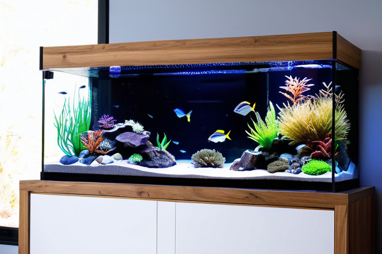Modern sustainable aquarium with LED lighting and efficient filtration system