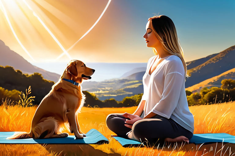 Woman meditating with dog exhibiting telepathic connection