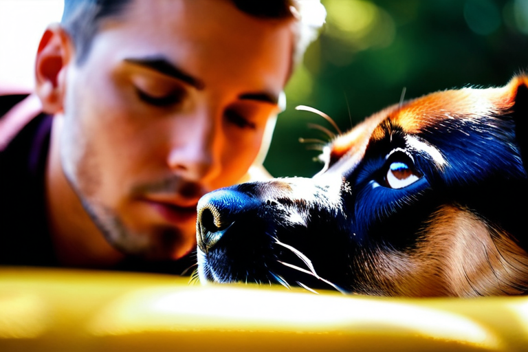 Dog demonstrating intuitive connection with owner