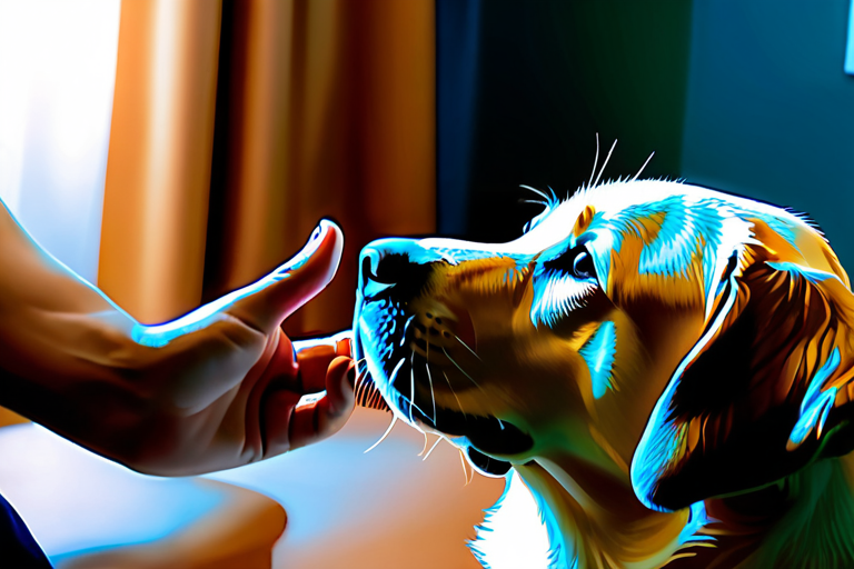 Therapy dog working with human