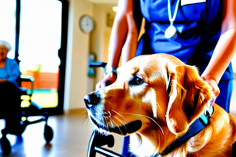 Therapy dog providing comfort to elderly patient