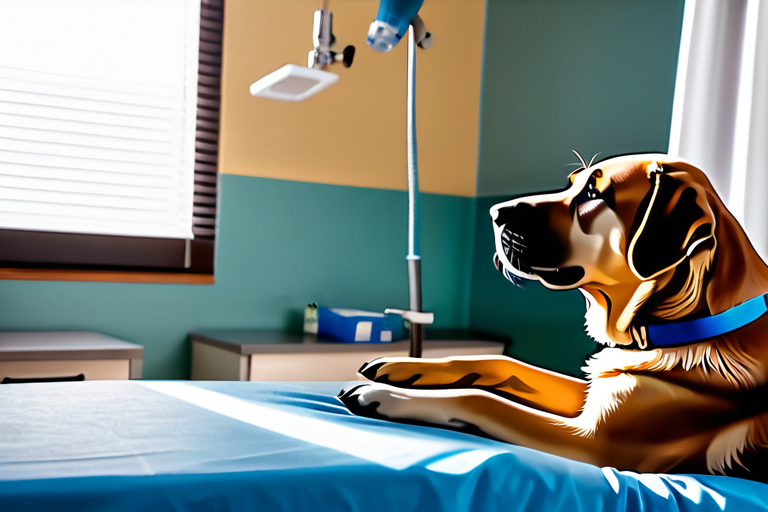 Therapy dog visiting hospital patient