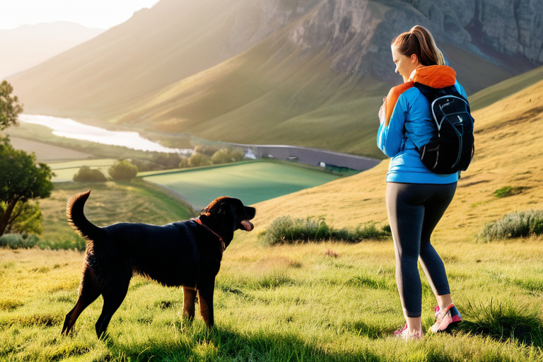 Human and dog communicating through body language
