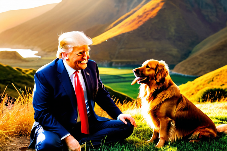 Donald Trump with a dog