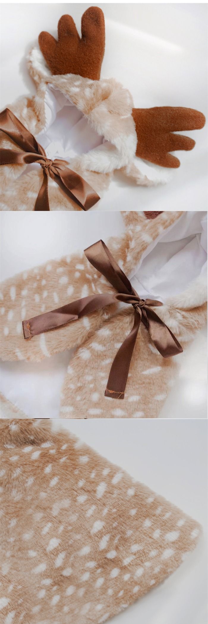 Dress up your pet in style with our pet reindeer cape. Perfect for costumes and keeping your pet warm, this cape features a hood with reindeer antlers. Ideal for dogs and cats, it's a fun and festive accessory for the holiday season.